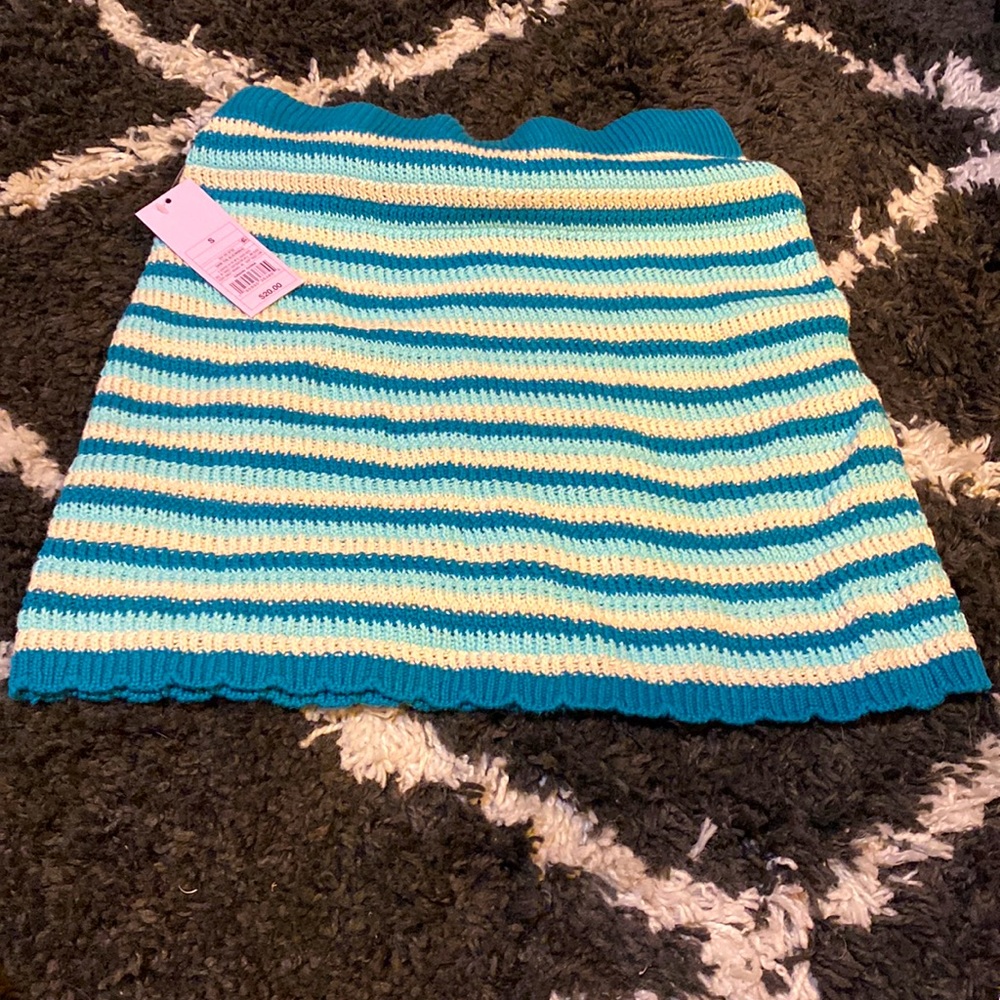 Blue Striped Knotted/Crocheted Skirt